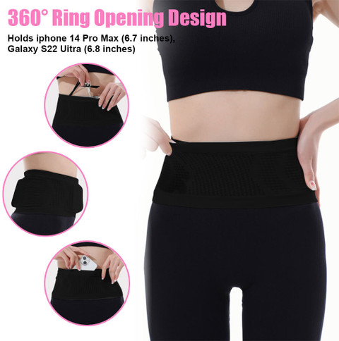 HASTHIP Slim Running Belt Bag with Hook Elastic Open Waist Bag for