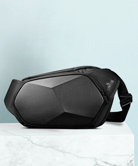 The CLOWNFISH Hard Shell Sling Travel Crossbody Chest Bag (Black