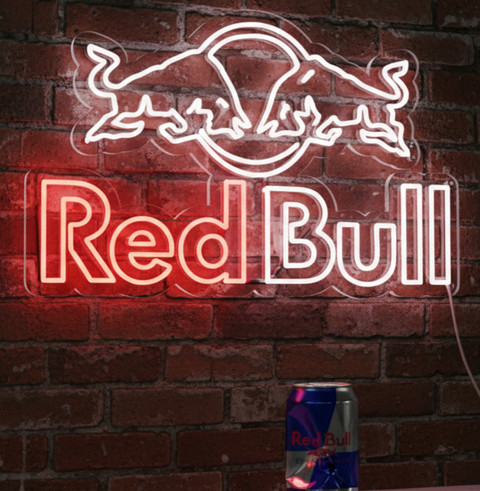 Custom Neon Red Bull Logo Neon Sign | 19x30 | Red White Glow Price