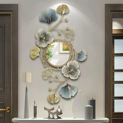 Royal Heritage crafts Metal Wall Hanging Mirror With Blue and