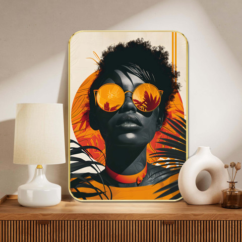 Aartify Tropical Sunglass Afro Woman Portrait Wall Decor | Vibrant