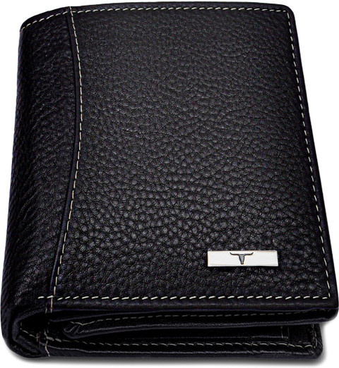 Leather Wallet Wallet Black And White Da Milano Men Black Textured - Main Image