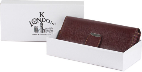 K London Women Casual Maroon Genuine Leather Wallet