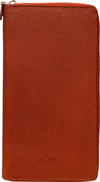 ABYS Genuine Leather Passport Holder//Travel Wallet with Metallic Zip  Closure for Men Women