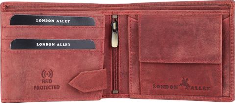 LONDON ALLEY Men Casual Red Genuine Leather RFID Wallet (6 Card Slots) - Image 7