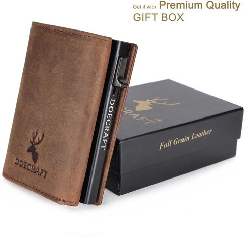 DOECRAFT Men Casual, Formal Brown, Black Genuine Leather, Aluminium RFID Wallet (10 Card Slots) - Image 8
