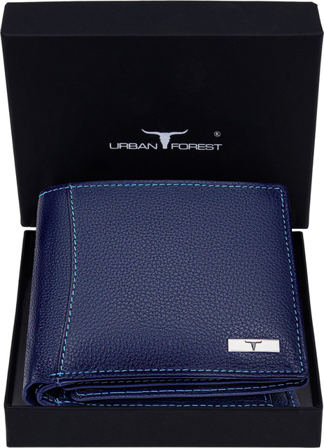 URBAN FOREST Men Blue Genuine Leather Wallet