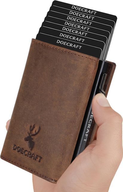 DOECRAFT Men Casual, Formal Brown, Black Genuine Leather, Aluminium RFID Wallet (10 Card Slots) - Image 7