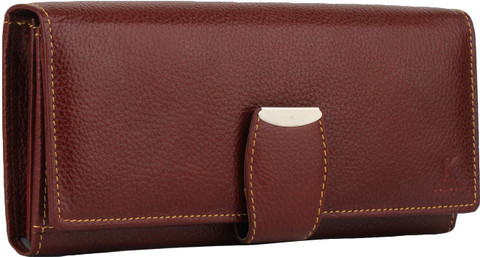 K London Women Casual Maroon Genuine Leather Wallet - Main Image
