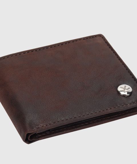 WROGN Men Casual Brown Genuine Leather Wallet Brown Price in