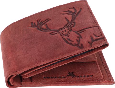 LONDON ALLEY Men Casual Red Genuine Leather RFID Wallet (6 Card Slots) - Image 6