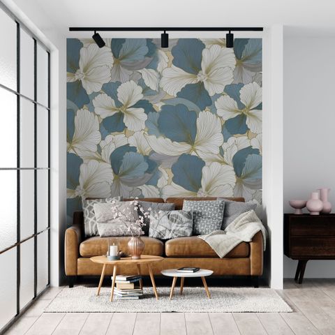 FOKRIM Waterproof Floral Vinyl Wallpaper, 300cm x 45cm, Blue/White, - Image 7