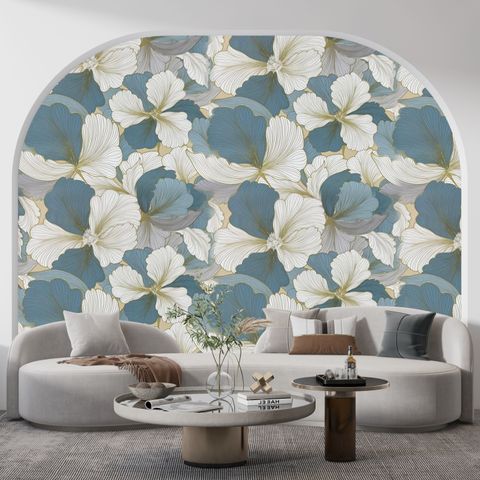 FOKRIM Waterproof Floral Vinyl Wallpaper, 300cm x 45cm, Blue/White, - Image 6