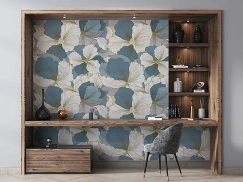 FOKRIM Waterproof Floral Vinyl Wallpaper, 300cm x 45cm, Blue/White, - Image 8