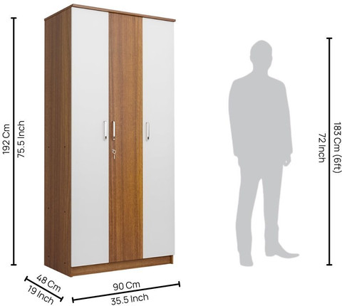 neuspace Trio Engineered Wood 3 Door Wardrobe Price in India - Buy