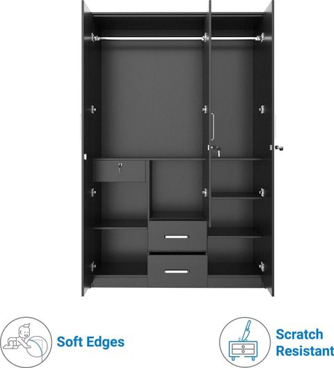SPACEWOOD Apex Engineered Wood 3 Door Wardrobe Price in India