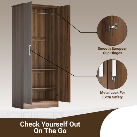 Flipkart Perfect Homes Julian Engineered Wood 2 Door Wardrobe