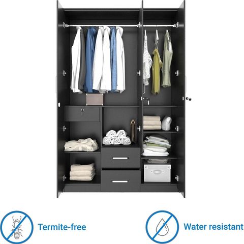 SPACEWOOD Apex Engineered Wood 3 Door Wardrobe Price in India