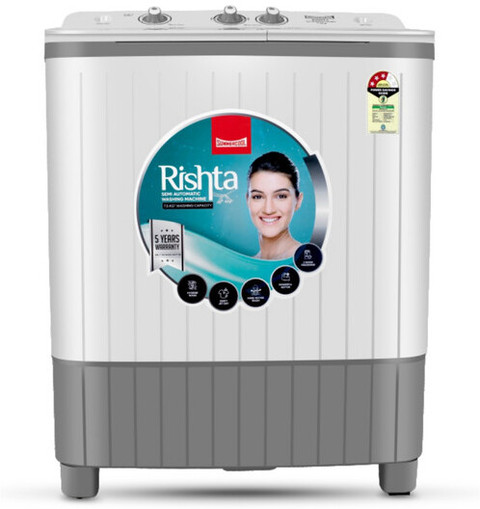 Summer　SALE　⑦ Summercool 7.5 kg Semi Automatic Top Load Washing Machine Grey