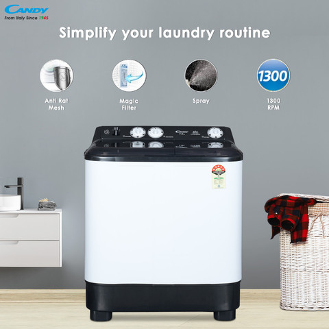 CANDY kg Semi Automatic Top Load Washing Machine Black, White