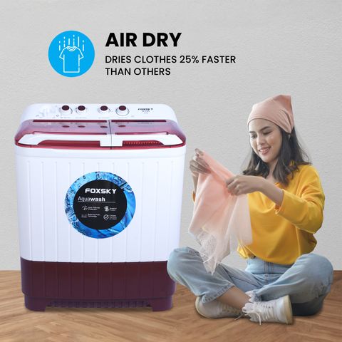 FOXSKY 9.5 kg Semi Automatic Top Load Washing Machine Maroon