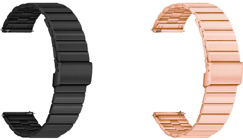 ACM WSM20H22BKRSG1526 Pack of Watch Strap Adjustable Steel 22mm for  Xiaomi Mi Revolve Xmwt06 Smartwatch (Black/Rose Gold Pink) Smart Watch Strap