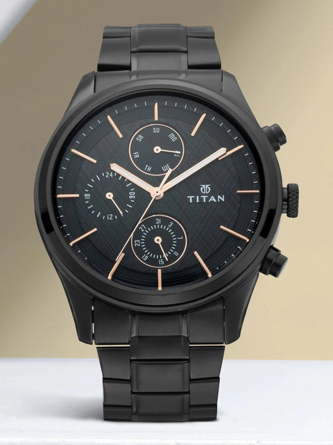 Titan Black Chain Watch Titan Black And Gold Black Dial Quartz