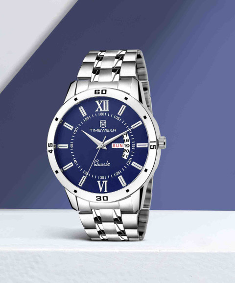 TIMEWEAR 231BDTG Analog Day Date Functioning Blue Dial Stainless