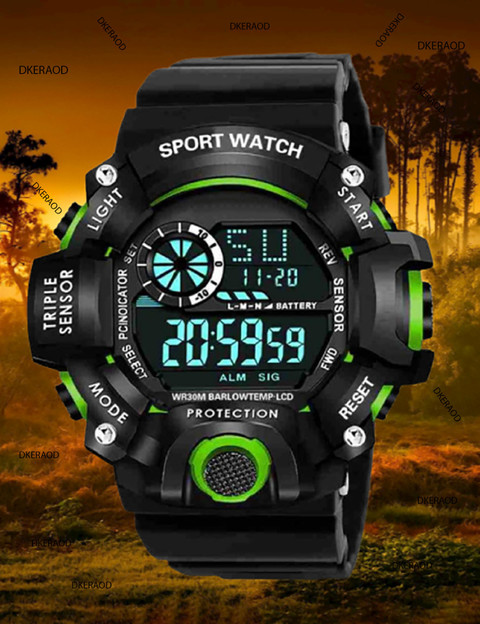 DKERAOD GR04 Men Black Waterproof Digital Sports Watch Water