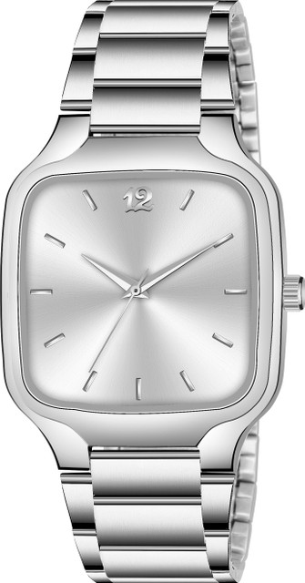 casera Squre -100 redu Silver Plated Wrist Watch For Men Black Chain Watch  Analog Watch For Men - Main Image