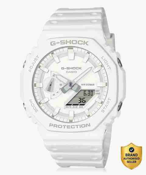 CASIO GA-2100-7A7DR G-SHOCK White Dial White Resin Strap Analog