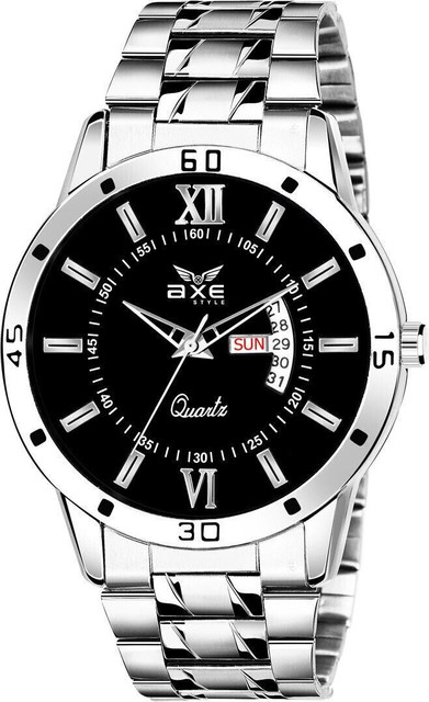 DWE③ AXE Style XDD-7039 XDD-7039 Branded/Brand Day&Date Black Steel