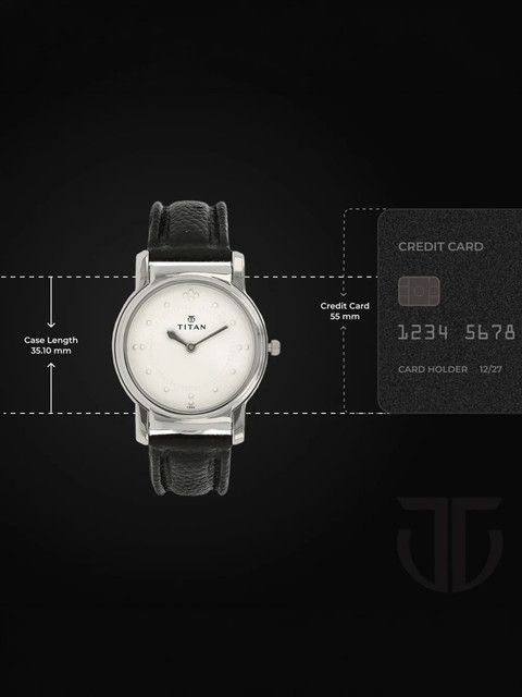 Titan Titan Quartz White Dial Black Leather Strap Analog Watch