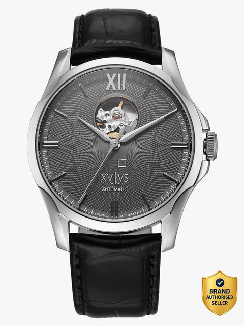 ※ XYLYS Xiphias Xylys Automatic Grey Dial Black Leather Strap Analog