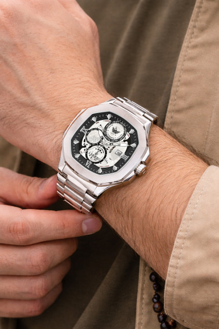 ABREXO Abx8312-Silver Bracelets GODFATHER Square Chrono Look