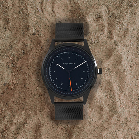 JOJO① Joker & Witch Montego Blue Dial Gunmetal Mesh Strap Analog