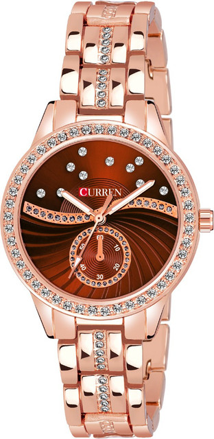 Curren Fashion Stainless Steel Watch Women's Dress Rhinestone