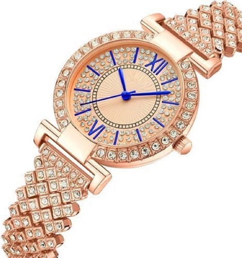 ILOZ 4215565gGHFHgfg NEW ROSE GOLD DIAL STEEL CHAIN BELT UNIQUE DESIGNER  WRIST WATCH LADIES GIRLS Analog Watch For Women
