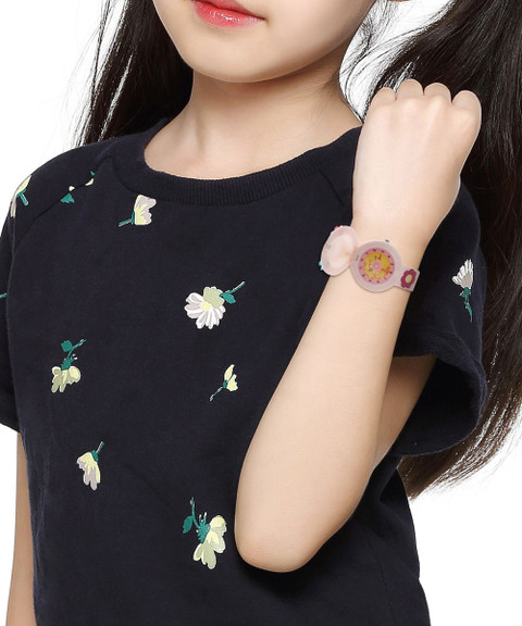 Zoop NKC4032PP01W Zoop Quartz Gold Dial Pink Silicone Strap Analog