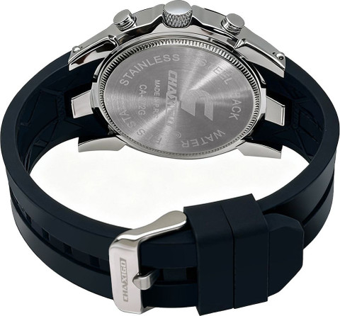 Chaxigo Classic White Dial Black Silicone Strap Chronograph Analog