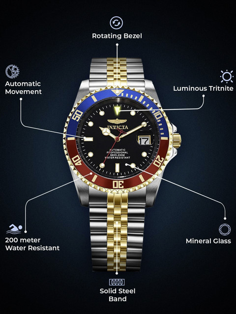 INVICTA 29180 Pro Diver Automatic Black Dial Analog Watch - For