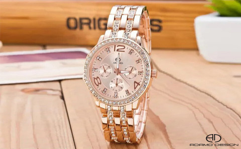 ADAMO 839KKM21-1 Designer Rose Gold Dial W/ Stainless Steel Chain Premium  watch for Women Girls Analog Watch For Women