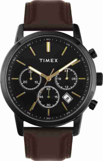 TIMEX TWEG294SMU01 Black Round Dial Brown Leather Strap Analog