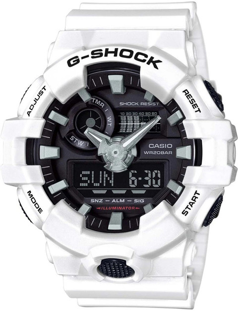 CASIO GA-700-7ADR G-SHOCK GA-700-7ADR Black Dial White Resin Strap