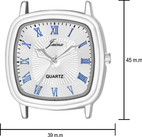 JAINX JM7162 Square Blue Leather Strap Vintage Analog Watch - For