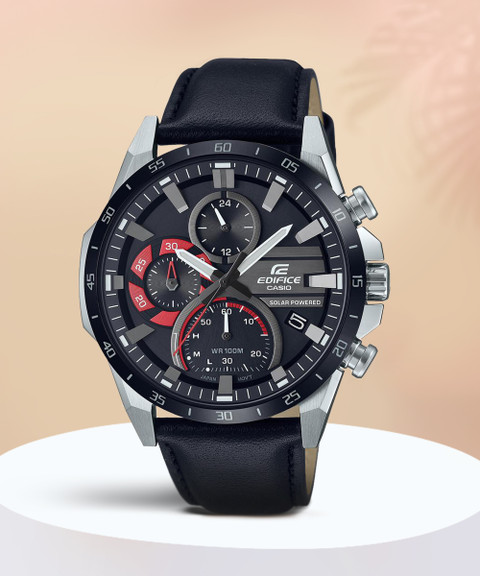 コスモ Casio Edifice EQS-940BL-1AVUDF Black Analog Dial Black Leather