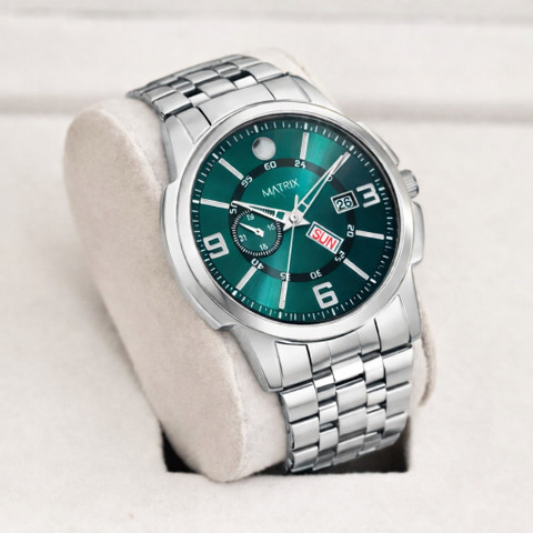 MATRIX DD-114-GR Green Day & Date Steel Analog Watch - For Men