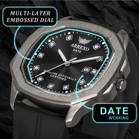 ABREXO Abx5825-Black Dial Black Magnetic Silicone Strap Metal ate