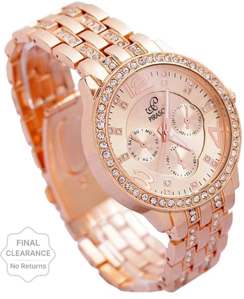 PIRASO NK 2569 ROSEGOLD PIRASO Zuperia Diamond Studded ue For Women Analog  Watch For Girls