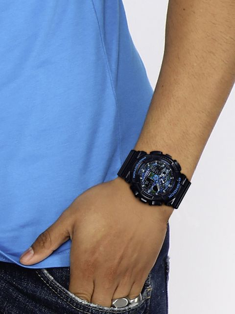 CASIO GA-100CB-1ADR G-SHOCK GA-100CB-1ADR Blue Camouflage Dial